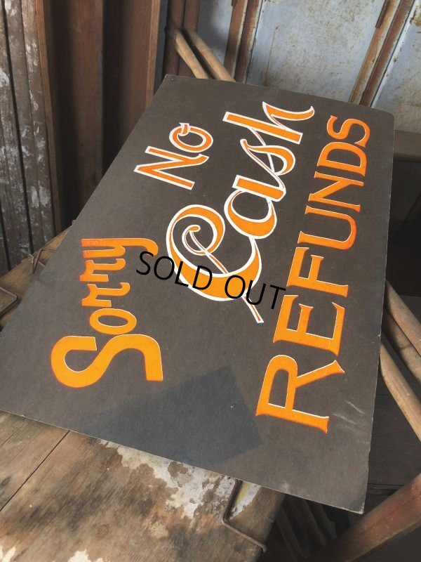 画像3: Vintage Hand Painted Retail Store Signs on Black Paper Board / Sorry No Cash REFUNDS (C352)