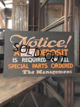 Vintage Hand Painted Retail Store Signs on Black Paper Board / Notice! A 50% DEPOSIT (C351) 