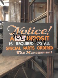 Vintage Hand Painted Retail Store Signs on Black Paper Board / Notice! A 50% DEPOSIT (C351) 