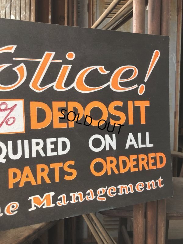 画像6: Vintage Hand Painted Retail Store Signs on Black Paper Board / Notice! A 50% DEPOSIT (C351) 