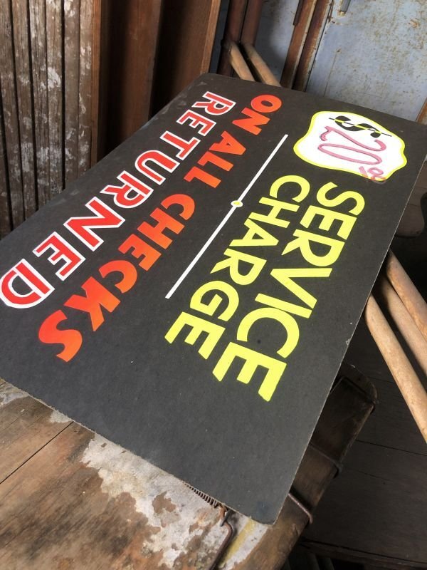 画像3: Vintage Hand Painted Retail Store Signs on Black Paper Board / SERVICE CHARGE (C354) 