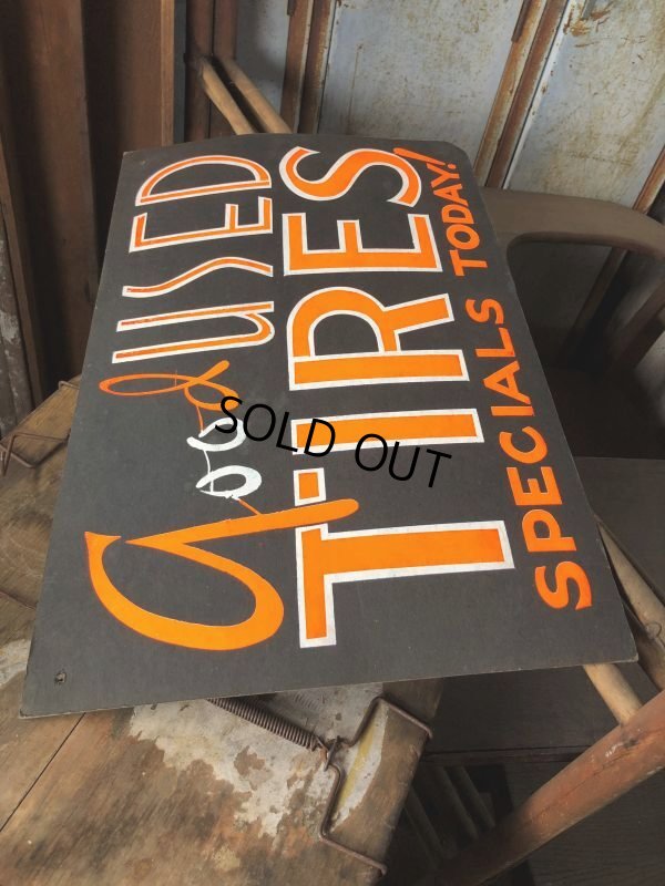 画像3: Vintage Hand Painted Retail Store Signs on Black Paper Board / good USED TIRES (C353) 