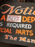 画像5: Vintage Hand Painted Retail Store Signs on Black Paper Board / Notice! A 50% DEPOSIT (C351) 