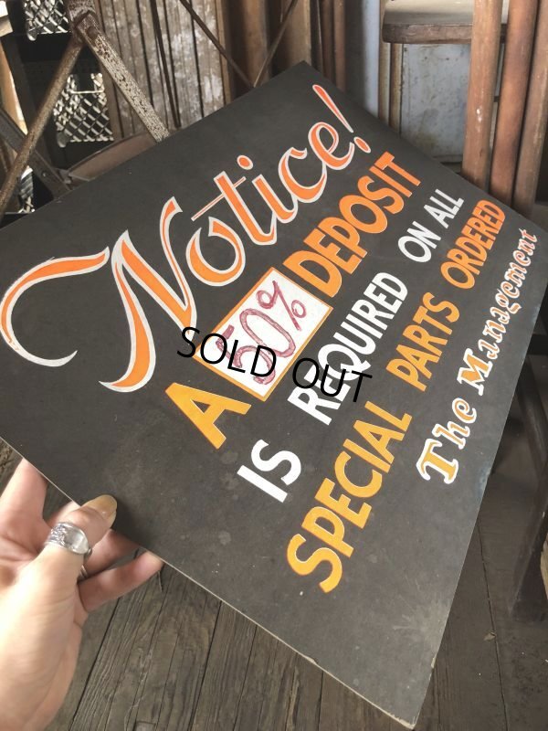 画像3: Vintage Hand Painted Retail Store Signs on Black Paper Board / Notice! A 50% DEPOSIT (C351) 
