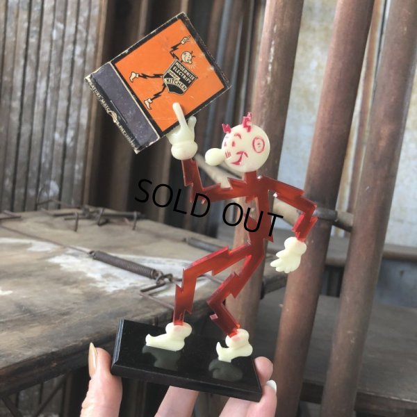 画像10: 40s Vintage REDDY KILOWATT Standing Business Card Holder Figure Red w/Black Stand (C358)