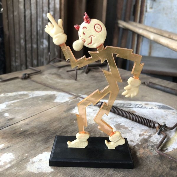 画像1: 40s Vintage REDDY KILOWATT Standing Business Card Holder Figure Red w/Black Stand (C360)