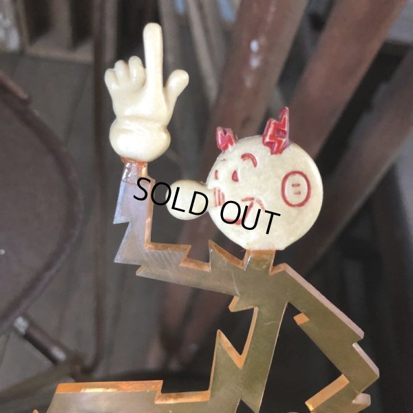 画像9: 40s Vintage REDDY KILOWATT Standing Business Card Holder Figure Red w/Black Stand (C360)