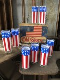 Vintage Old Glory Set of 8 Glasses (C373)