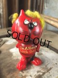 70s Vintage Red Devil Cat Message Doll『I'm A Horny Little Devil』(C384)