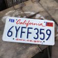 画像1: American License Number Plate / California 6YFF359 (B398) (1)