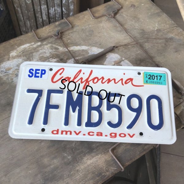 画像1: American License Number Plate / California 7FMB590 (B396)