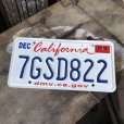 画像1: American License Number Plate / California 7GSD822 (B399) (1)