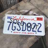 American License Number Plate / California 7GSD822 (B399)