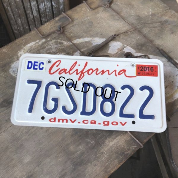 画像1: American License Number Plate / California 7GSD822 (B399)