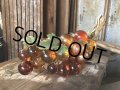 Vintage Mid-Century Lucite Acrylic Amber Grapes on Driftwood Base (B498)