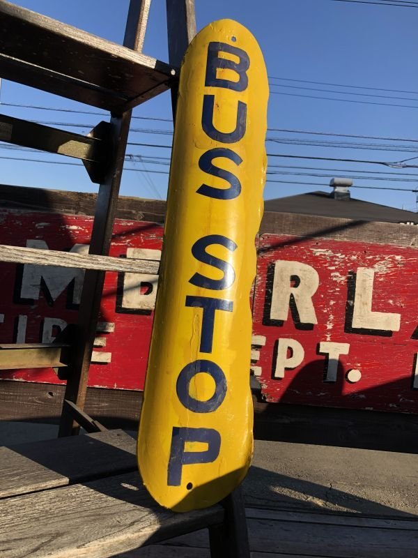画像1: Antique U.S.A New Orleans BUS STOP Heavy Duty Porcelain Street Sign (B557)