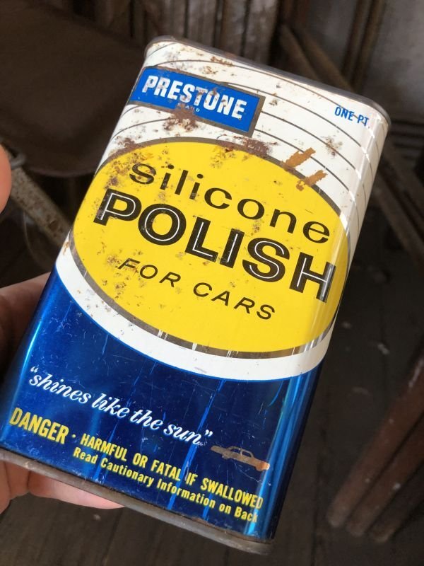 画像1: Vintage 1pt Oil Can PRESTONE Silicon Polish for Cars (C525) 