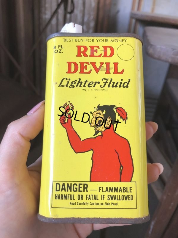 画像1: Vintage Oil Can RED DEVIL Lighter Fluid (C507)