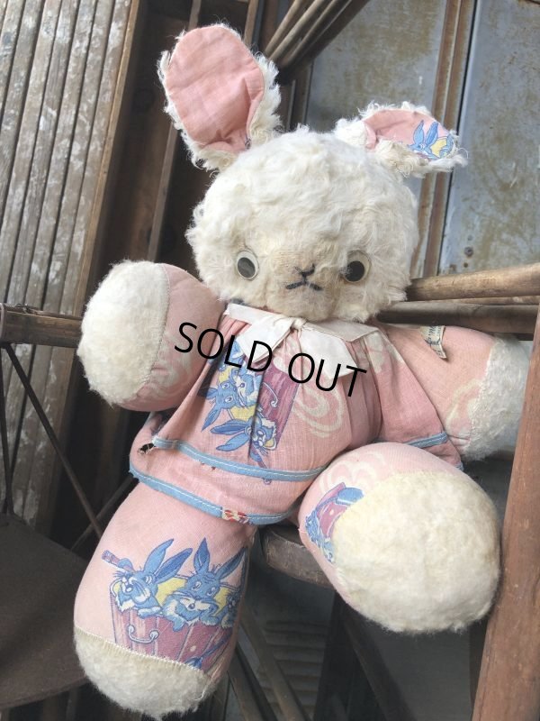 画像1: Vintage Plush Doll Bunny 23cm (B587）