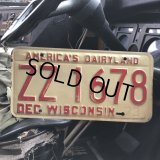 70s Vintage American License Number Plate / WISCONSIN ZZ 1678 (B615)