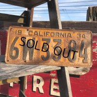 30s Vintage American License Number Plate / 1934 CALIFORNIA 6W 33 84 (B639)