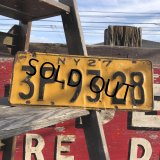 20s Vintage American License Number Plate / NY 27 3P-93-28 (B641)