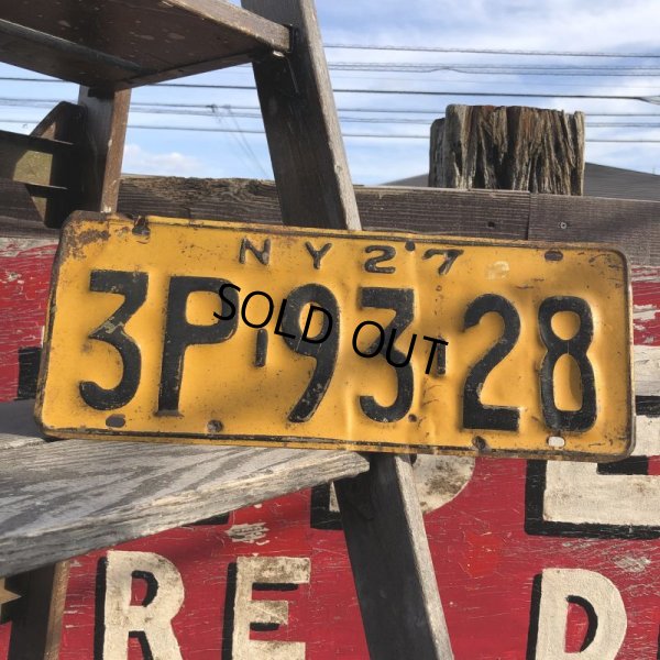 画像1: 20s Vintage American License Number Plate / NY 27 3P-93-28 (B641)