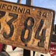 画像3: 30s Vintage American License Number Plate / 1934 CALIFORNIA 6W 33 84 (B639) (3)