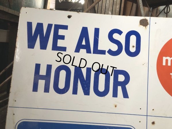 画像14: 50s Vintage Original Large Heavy Porcelain Double Sided Credit Card Sign (B652)