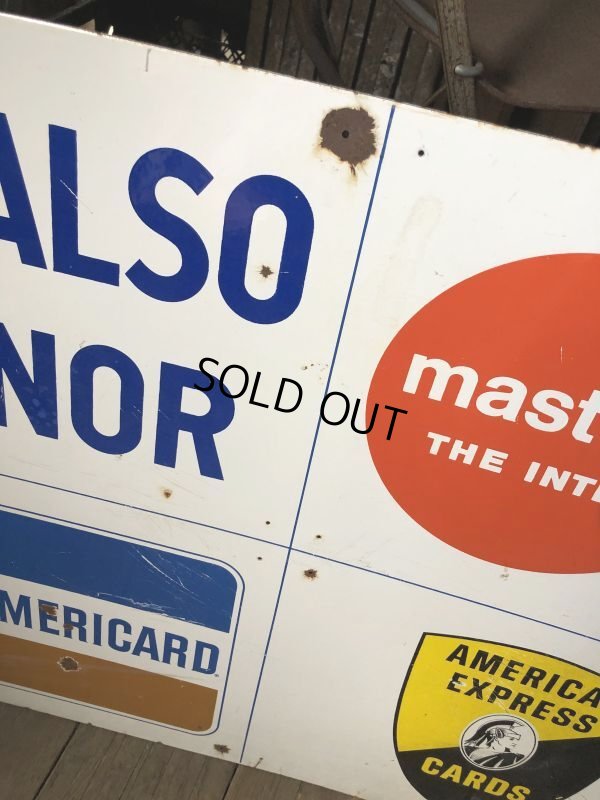 画像11: 50s Vintage Original Large Heavy Porcelain Double Sided Credit Card Sign (B652)