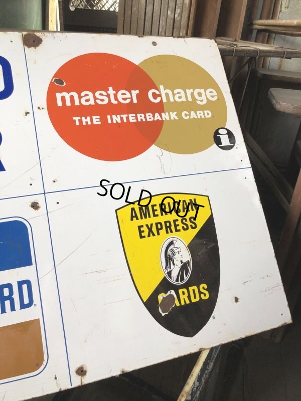 画像7: 50s Vintage Original Large Heavy Porcelain Double Sided Credit Card Sign (B652)