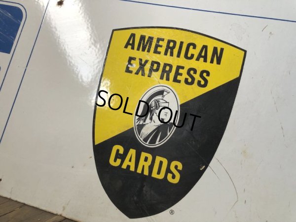 画像17: 50s Vintage Original Large Heavy Porcelain Double Sided Credit Card Sign (B652)