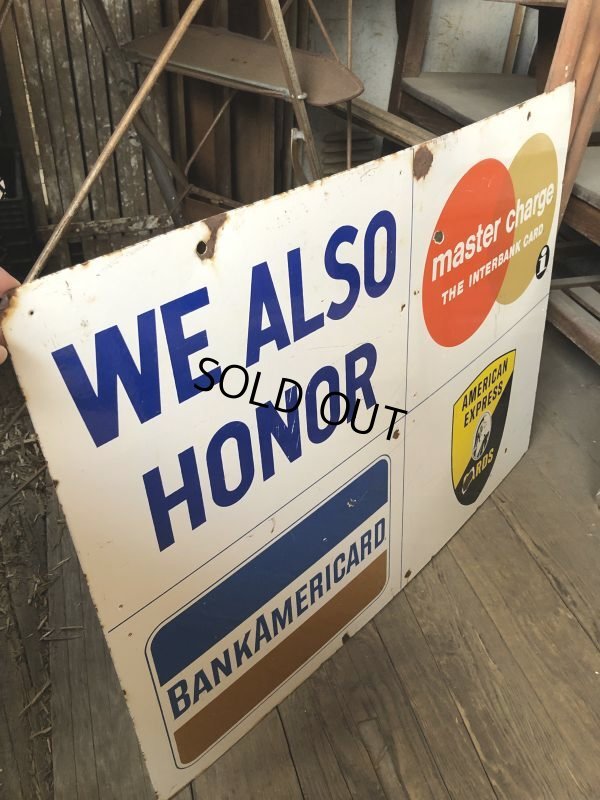 画像9: 50s Vintage Original Large Heavy Porcelain Double Sided Credit Card Sign (B652)