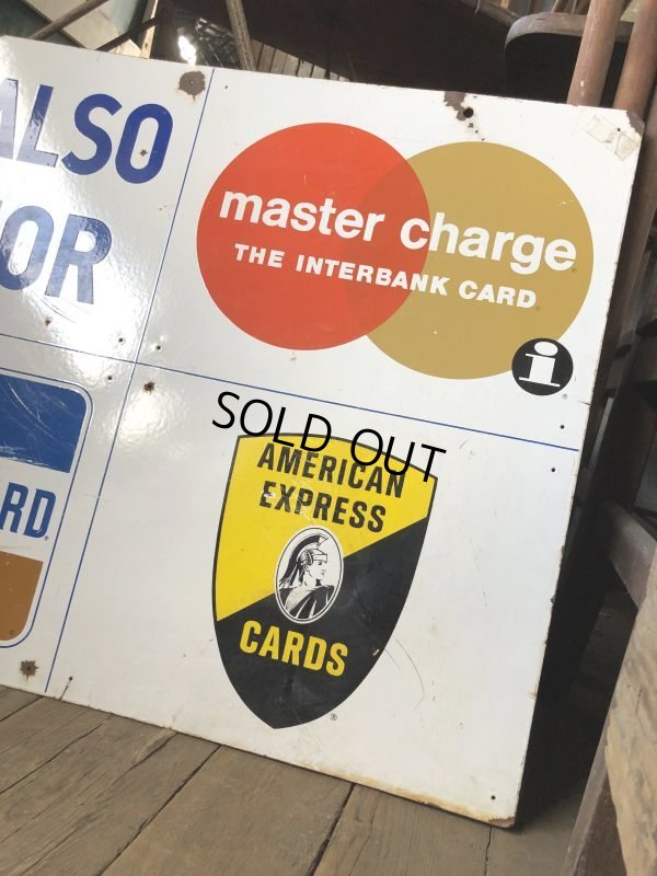画像13: 50s Vintage Original Large Heavy Porcelain Double Sided Credit Card Sign (B652)