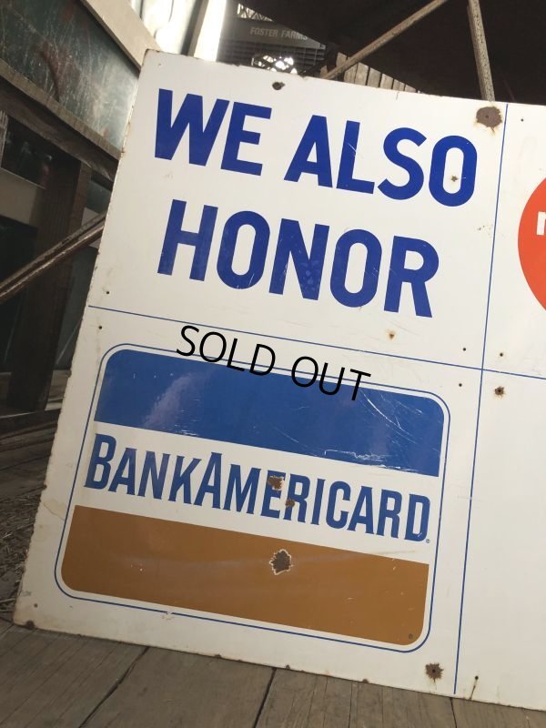 画像12: 50s Vintage Original Large Heavy Porcelain Double Sided Credit Card Sign (B652)