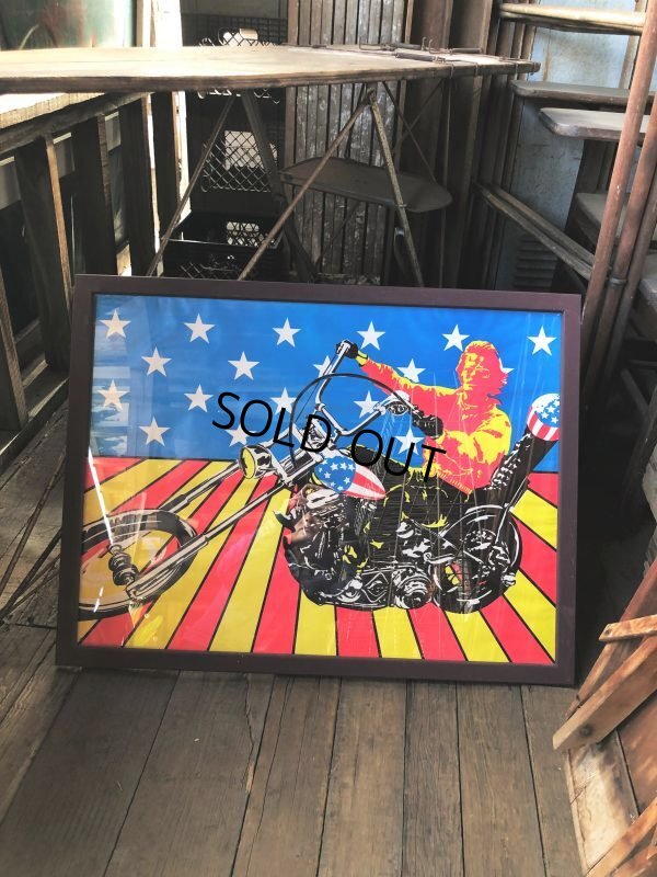 画像1: Vintage 60s Easy Rider Peter Fonda Super Cycle Psychedelic Poster w/Frame (B669)