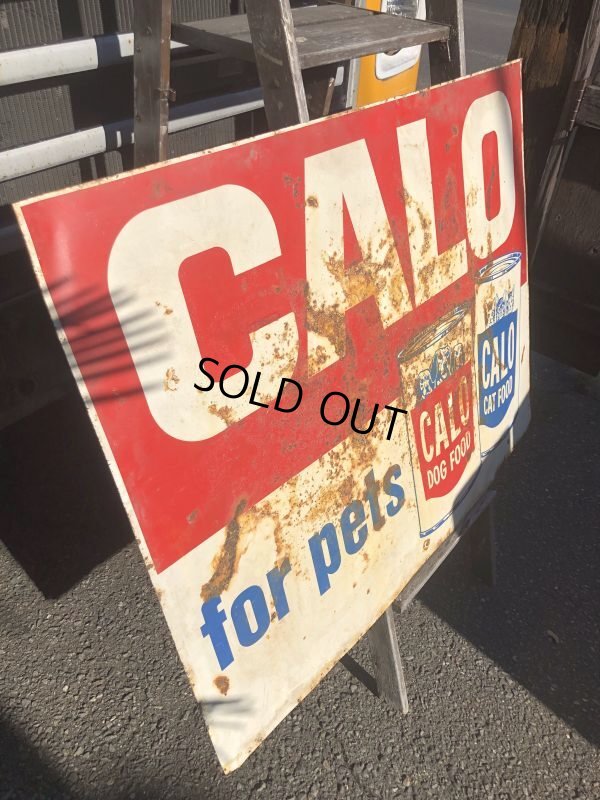 画像10: 60s Vintage CALO Pets Food & El Rancho Beer Advertising Store Display Double Side Sign (B688)
