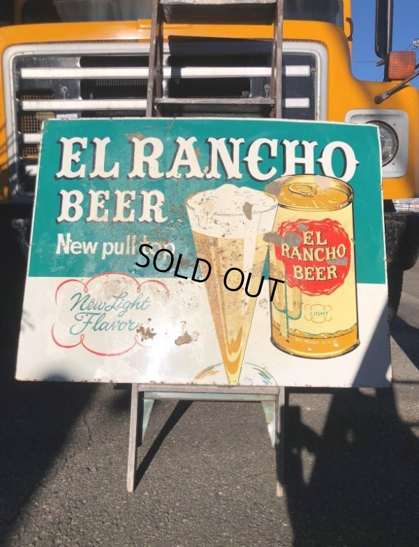 画像1: 60s Vintage CALO Pets Food & El Rancho Beer Advertising Store Display Double Side Sign (B688)