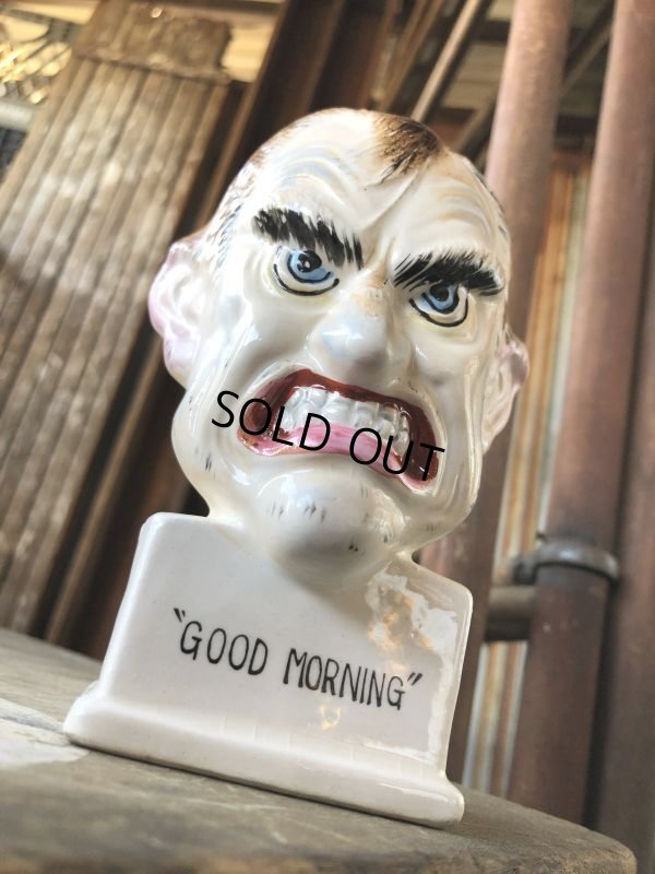 画像7: Vintage Angry Man Good morning Ceramic Statue Made in Japan (B741)