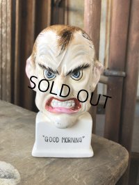 Vintage Angry Man Good morning Ceramic Statue Made in Japan (B741)