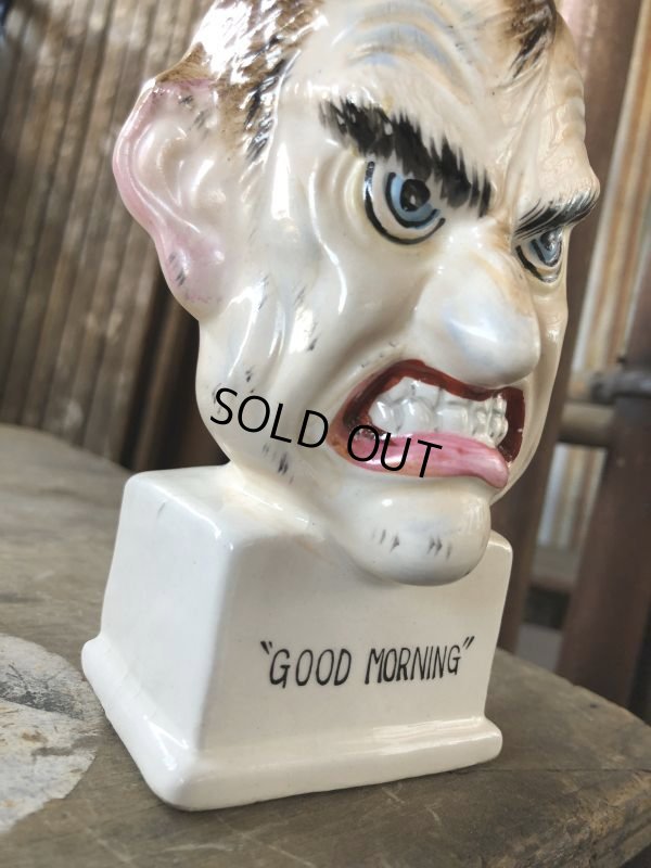 画像8: Vintage Angry Man Good morning Ceramic Statue Made in Japan (B741)