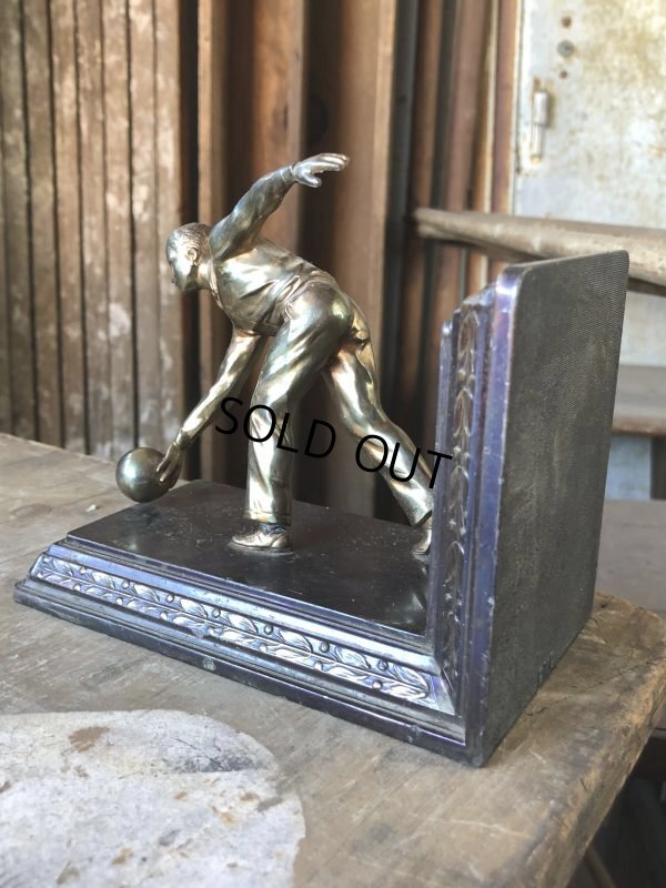 画像2: Vintage Brass Metal Bookends Bowling (B743)