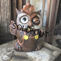 60s Vintage Wise Winking Waving Owl Cookie Jar (B776)