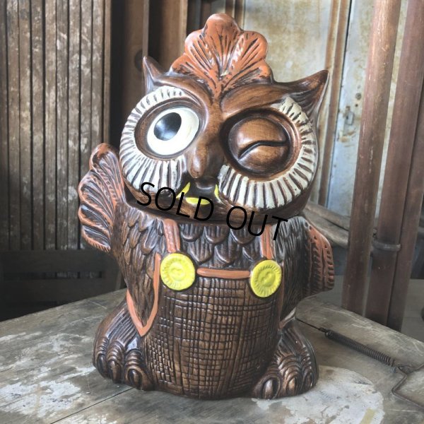画像8: 60s Vintage Wise Winking Waving Owl Cookie Jar (B776)