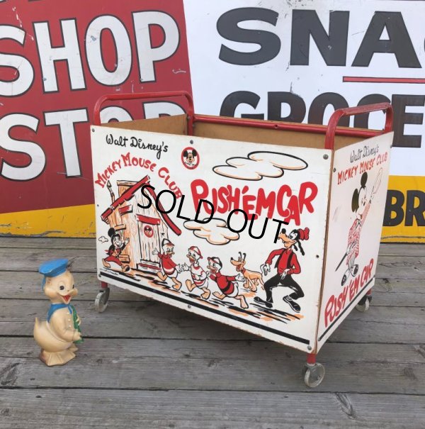 画像24: 50s Vintage Disney Mickey Mouse Club Push'Em Car Toy Box (B778)