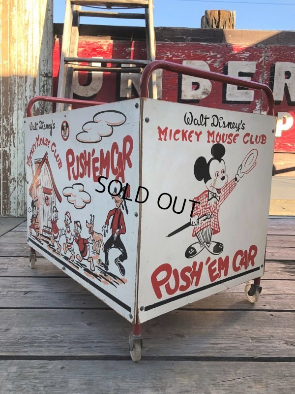 画像9: 50s Vintage Disney Mickey Mouse Club Push'Em Car Toy Box (B778)