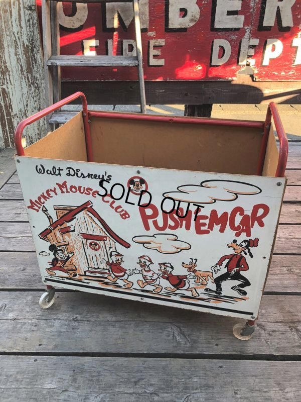 画像2: 50s Vintage Disney Mickey Mouse Club Push'Em Car Toy Box (B778)