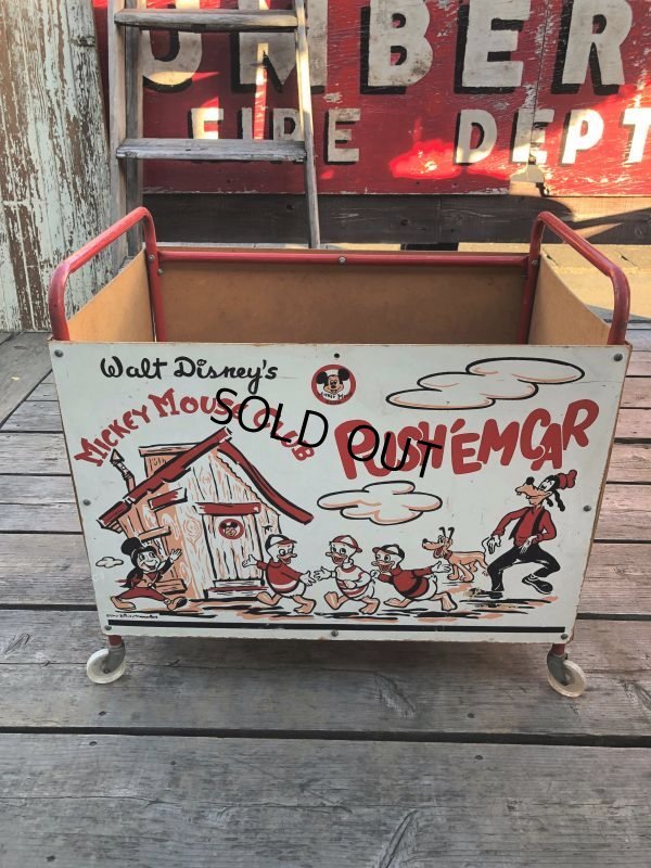 画像6: 50s Vintage Disney Mickey Mouse Club Push'Em Car Toy Box (B778)