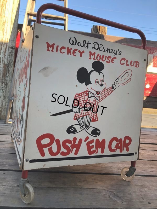 画像4: 50s Vintage Disney Mickey Mouse Club Push'Em Car Toy Box (B778)