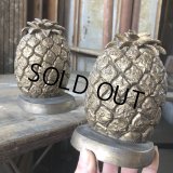 Vintage Hawaiiane Pineapple Brass Meta Bookends Matching Pair (B782)